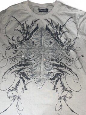 INSOMNIA Personalized Light Grey Cross Pattern Short Sleeve T-shirt